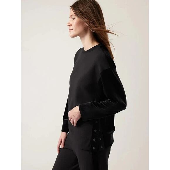 Athleta Retroplush Velvet Crewneck Sweatshirt – Black – Size L - Picture 5 of 9